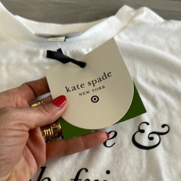 NWT | Kate Spade x Target | “Champagne and Frecnh Fries” White Graphic T-Shirt - Picture 2 of 2
